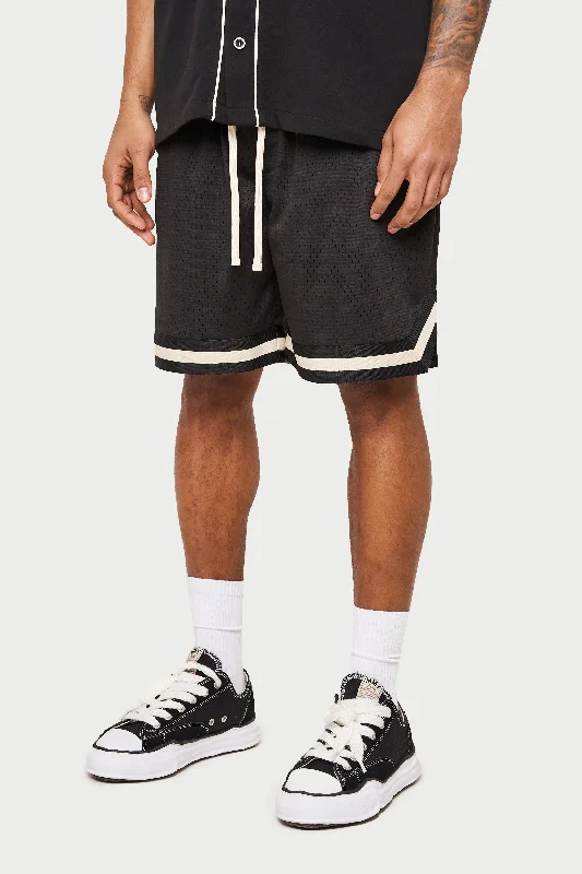Men's zip - pocket canvas shorts for added functionality during travel VARSITY MESH SHORT - BLACK Men's zip - pocket canvas shorts for added functionality during travel VARSITY MESH SHORT - BLACK
