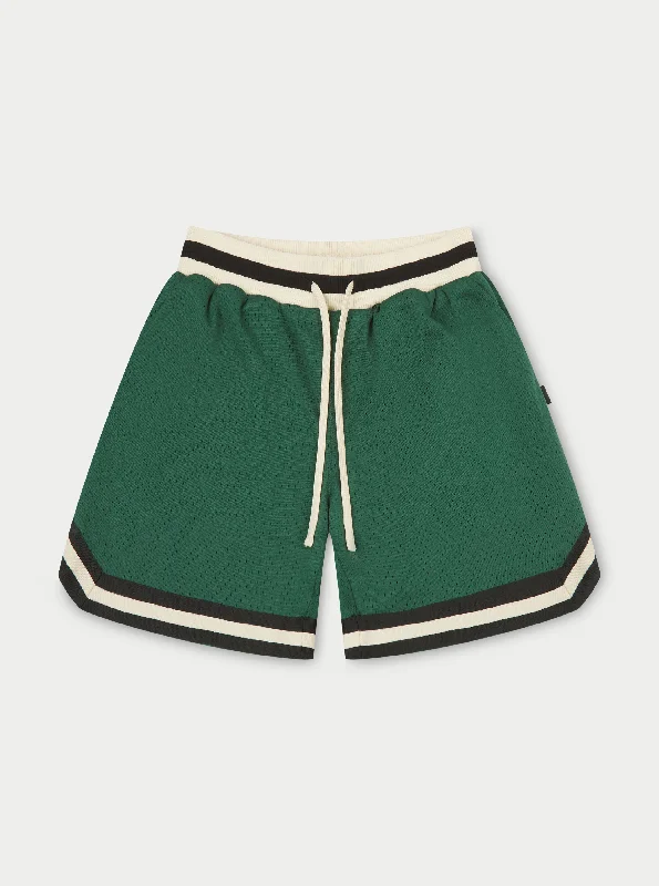 Men's drawstring casual linen shorts for a laid - back summer look VARSITY MESH SHORT - GREEN Men's drawstring casual linen shorts for a laid - back summer look VARSITY MESH SHORT - GREEN