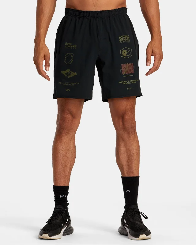 Men's wide - leg linen blend shorts for a relaxed beachside vibe Yogger Stretch 17" Athletic Shorts - Black Multi Men's wide - leg linen blend shorts for a relaxed beachside vibe Yogger Stretch 17" Athletic Shorts - Black Multi
